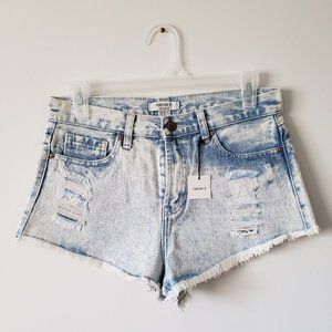 Forever 21 Acid Wash Light blue Denim Shorts